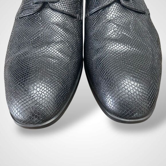 EMPORIO ARMANI Snakeskin Effect Leather Derby Shoes Men Size 10 Black Lace-Up main image 11